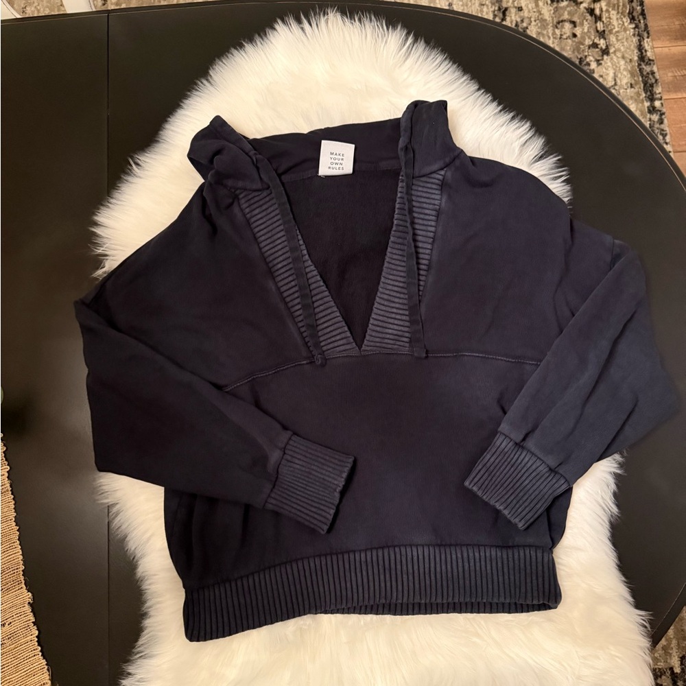 Aerie Offline Navy V-Neck Hoodie